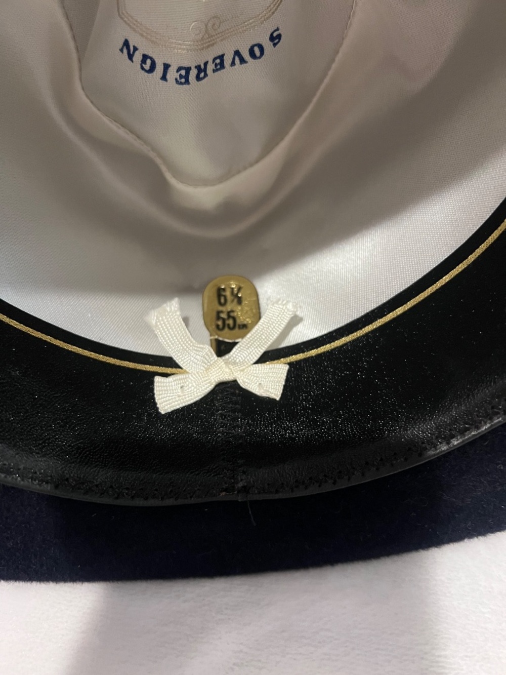 Stetson Sovereign Felt Hat Navy Blue Feather Band Size 6 7/8 (55 cm) - Picture 11 of 14